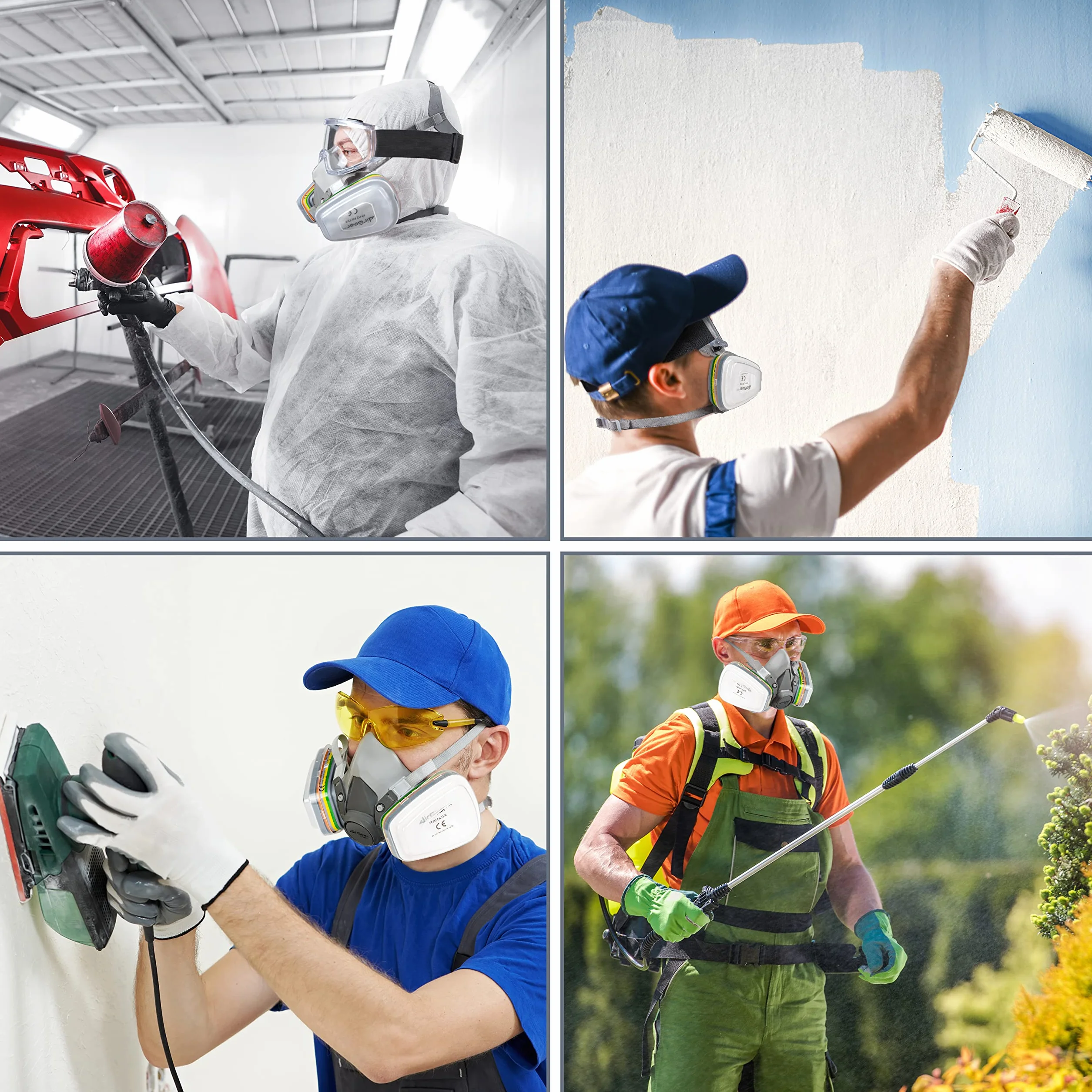 AirGearPro F-500 ABEK1-P2 Filtres pour Masque de Protection Respiratoire Réutilisable G-500/M-500/G-750, Anti poussière, Anti gaz pour travaux chimiques, industriels, peinture, bricolage, ponçage