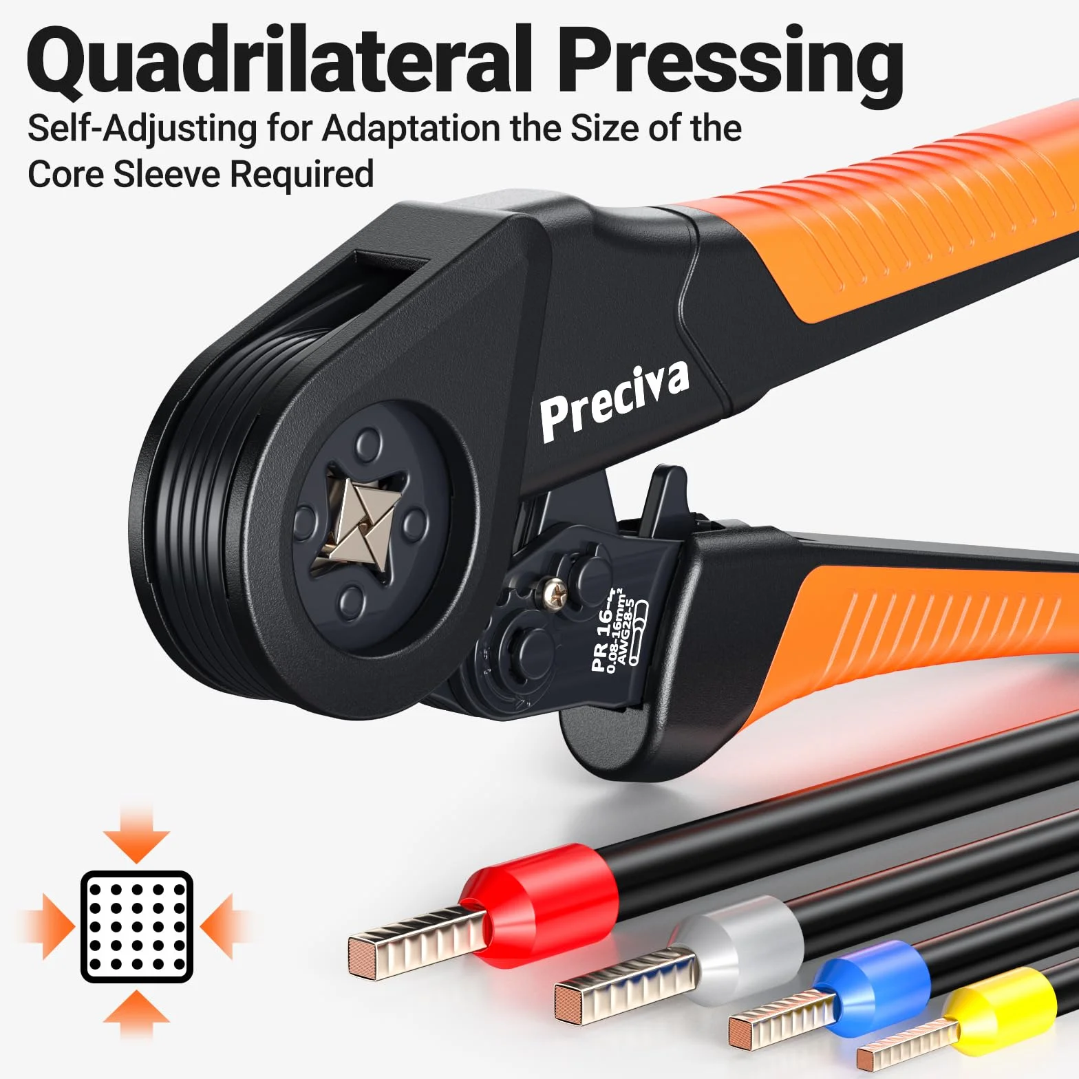 Preciva 0.08-16mm²Pince a Sertir,PR16-4 Pince à Sertir Auto-ajustable Sertisseur, Cosses Electriques a sertir pour Terminaux Câbles