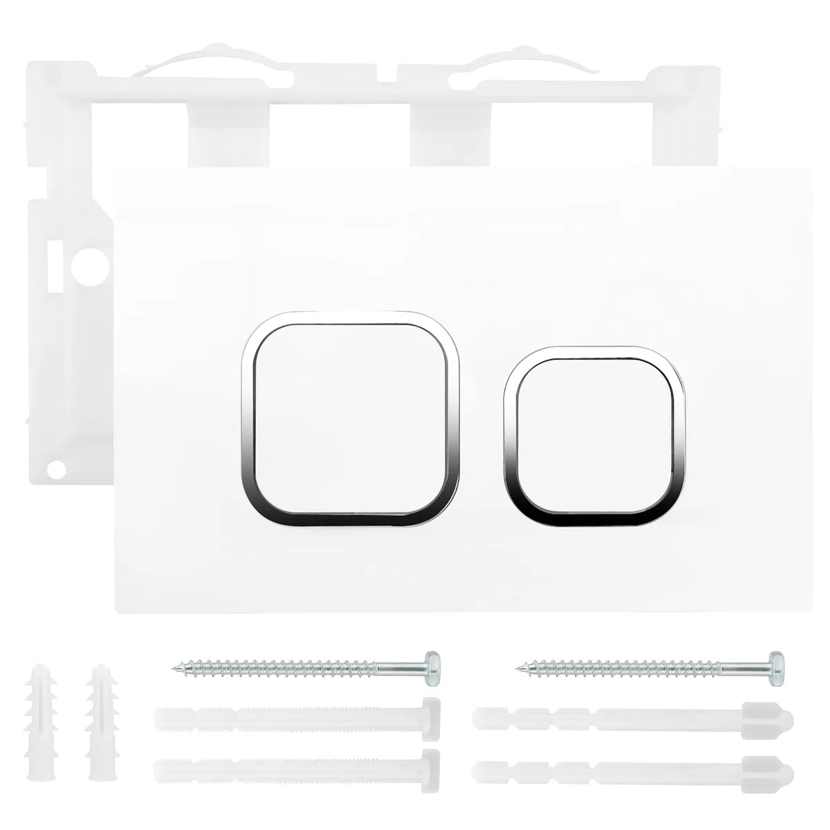Plaque de commande WC compatible avec Geberit Sigma, UP300 & UP320, plaque de déclenchement pour chasse à 2 débits, équipée d'un kit de levier de chasse et d'un cadre de montage (blanc)