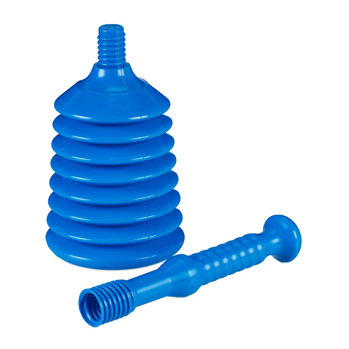 Relaxdays Déboucheur à Ventouse, HxD : env. 49x15,5 cm, débouche évier, Baignoire, Douche, Pression, en Plastique, Bleu