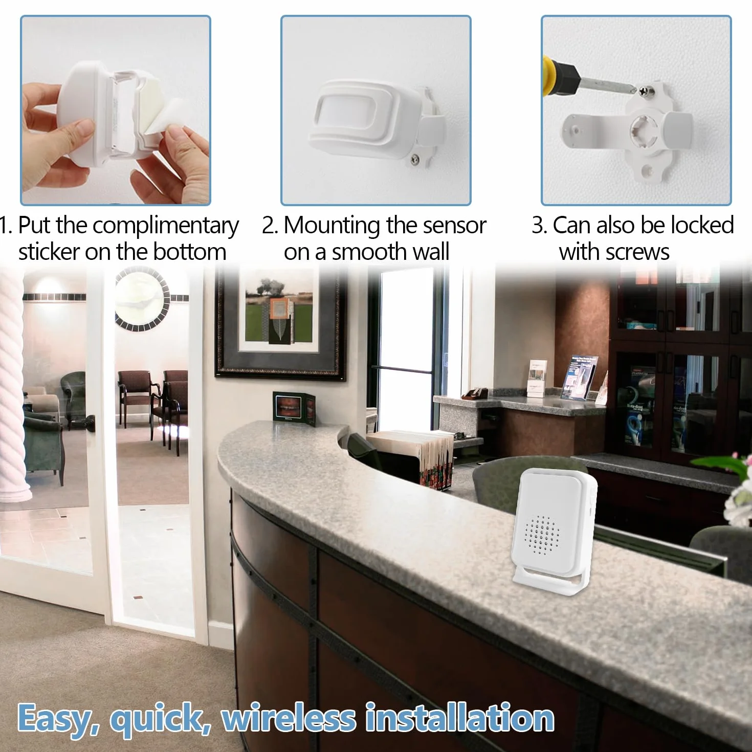 Detecteur de Passage, Alarme Detecteur de Mouvement, Alarme Detecteur Exterieur sans Fil, Sonnette Entrée Magasin, Alarme Maison sans Fil, Alarme Porte
