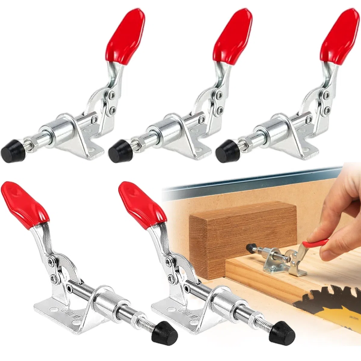 5 Pcs Pince Horizontale, Outil à Main à Action Push-Pull, Dégagement Rapide Basculer La Pince, Pour Le Fonctionnement De La Machine, La Menuiserie, Le Soudage (Force De Serrage De 45 Kg)