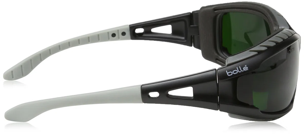 Bollé TRACKER - Montura nylon negro - patillas rectas con cinta elástica - PC soldadura tintado 5 anti-rayaduras - funda microfibra gratuita TRACWPCC5