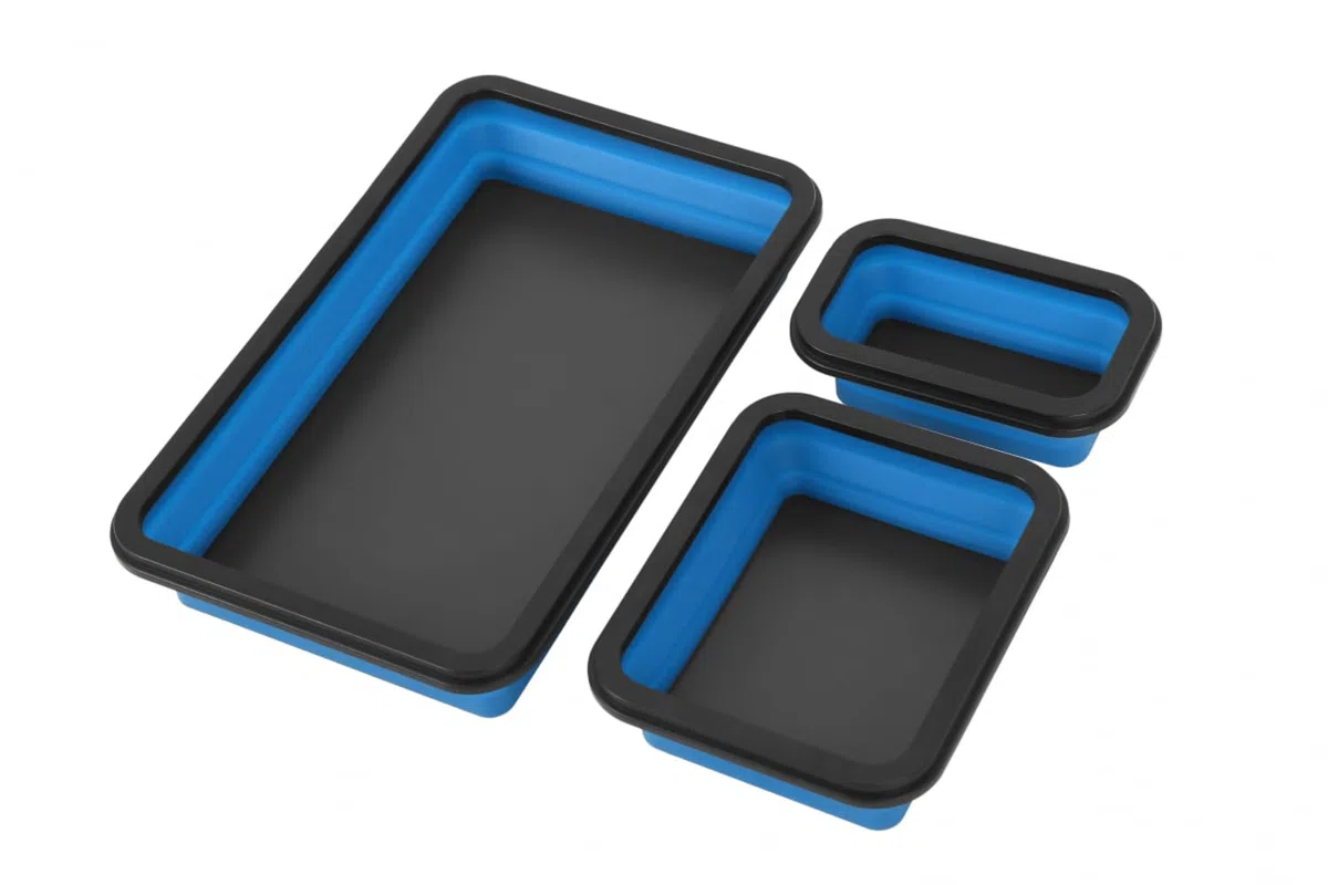 HÖGERT TECHNIK Lot de 3 Plateaux Magiques Pliables magnétiques pour vis et Petites pièces, en Silicone, Caoutchouc, Aimant, Durable, Peu encombrant, Polyvalent