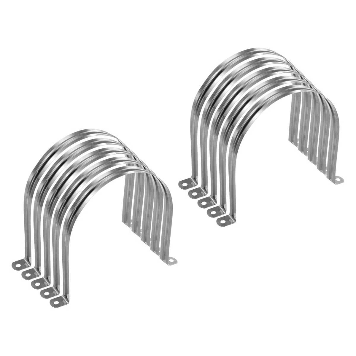 sourcing map Lot de 10 colliers de serrage de 150 mm M150 en forme de U, sangle de tuyau rigide en acier inoxydable, support en forme de U avec deux trous pour tuyau, tuyau, fil de fixation