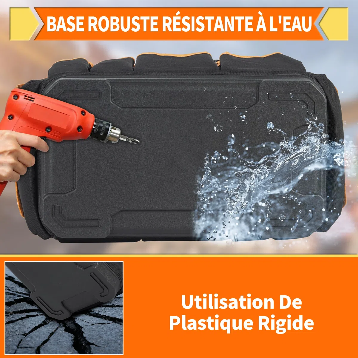 40,5x28x22,5CM Sac à Outils avec 26 Poches et Grande Capacité, Sac de Rangement pour Outils avec Bretelles réglables, Double Fermeture Éclair, Base Rigide Imperméable