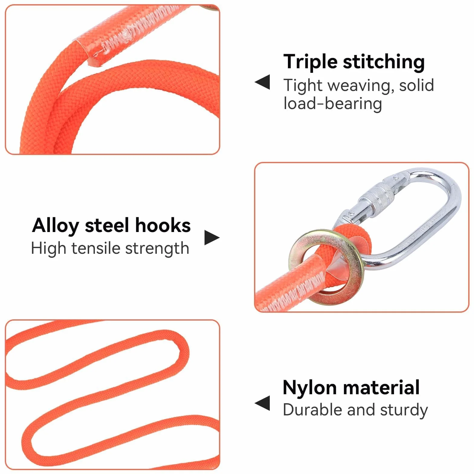 HERCHR Longe De Protection Contre Les Chutes, 1,6 M Petite Boucle De Ceinture De Sécurité pour Travaux Aériens