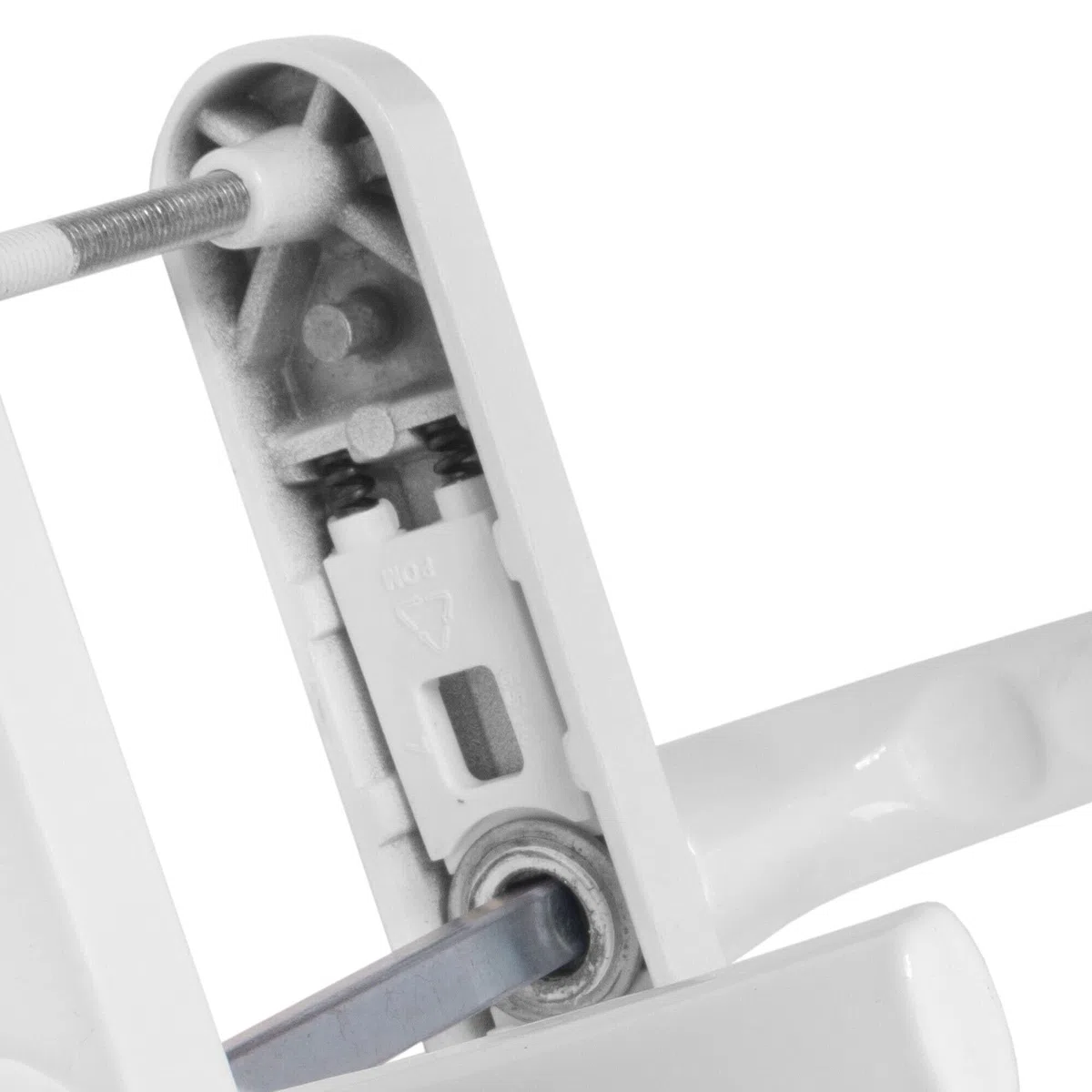 JCP Paire de poignées de porte en uPVC, centre de vis 211 mm, ensemble de ressorts 92 mm PZ, plaque arrière 240 mm x 30 mm, Blanc
