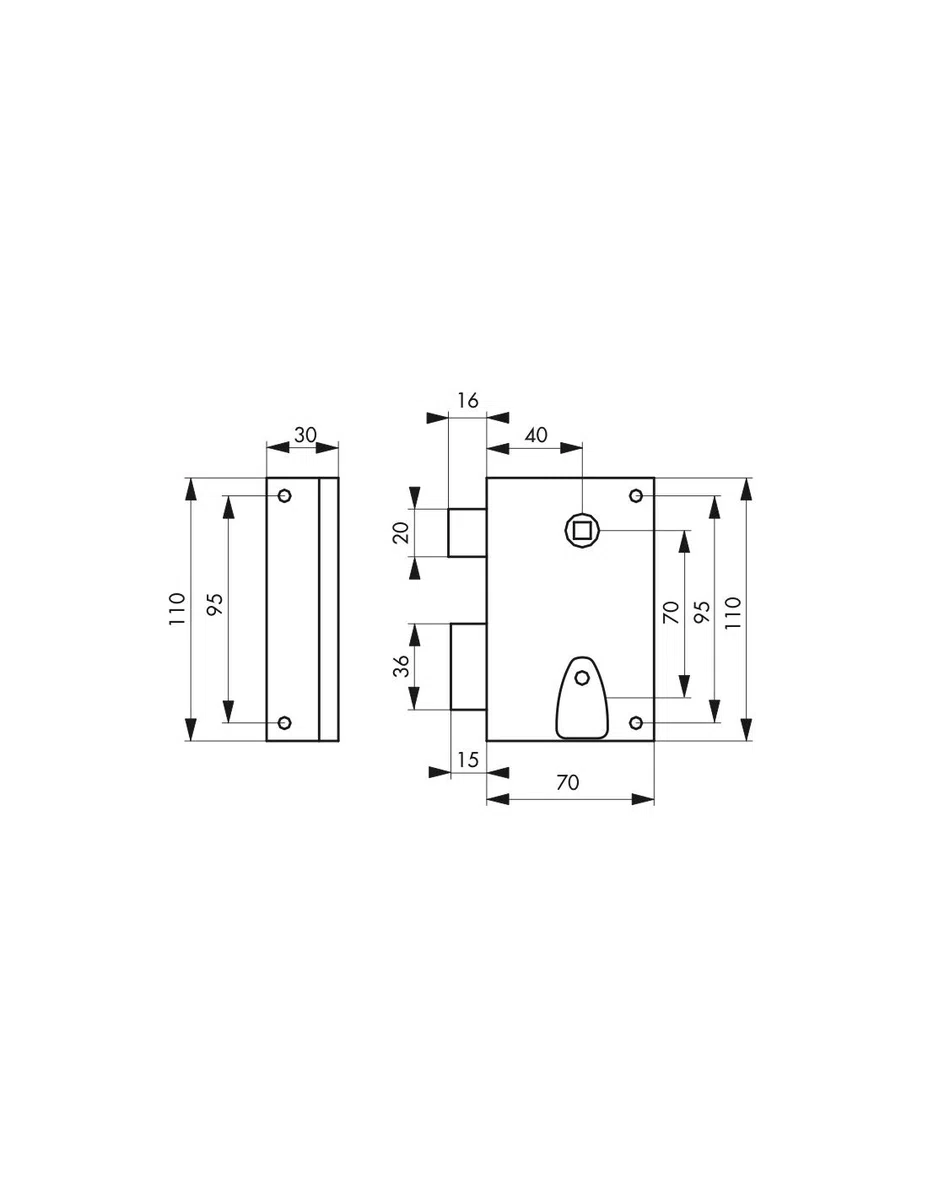 THIRARD - Serrure Verticale en Applique à Clé à Fouillot pour Porte Intérieure - Carré 7 mm - Axe 40 mm - Dimensions 110 x 70 mm - Finition Noir - 1 Clé Fournie - Sécurité Renforcée