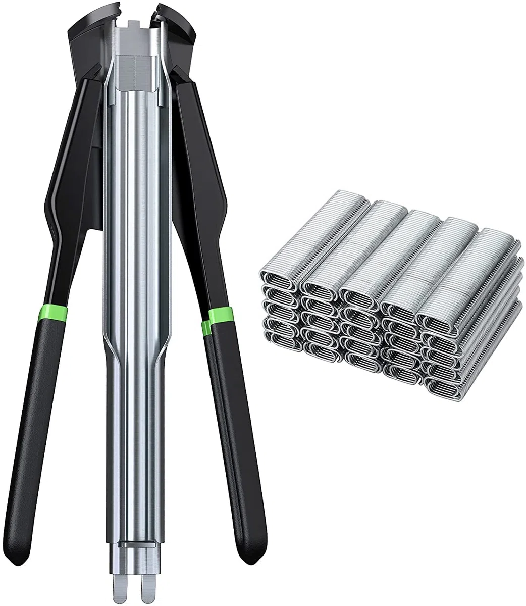Proster Agrafeuse Manuelle C-type avec 2500 Agrafes Galvanisées – Pince Métallique de Clôture avec Poignée TRP Ergonomique – Outil de Fixation pour Grillage, Filets et Cages Animaux
