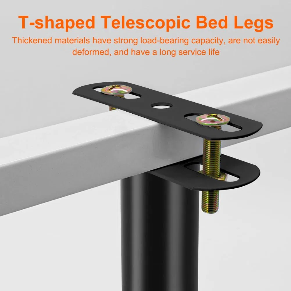 Lot de 4 Pieds de lit réglables en Hauteur de 15 à 25 cm - Pieds de Support Moyens Robustes pour Cadre de lit - Kit de renforcement pour sommier à Lattes