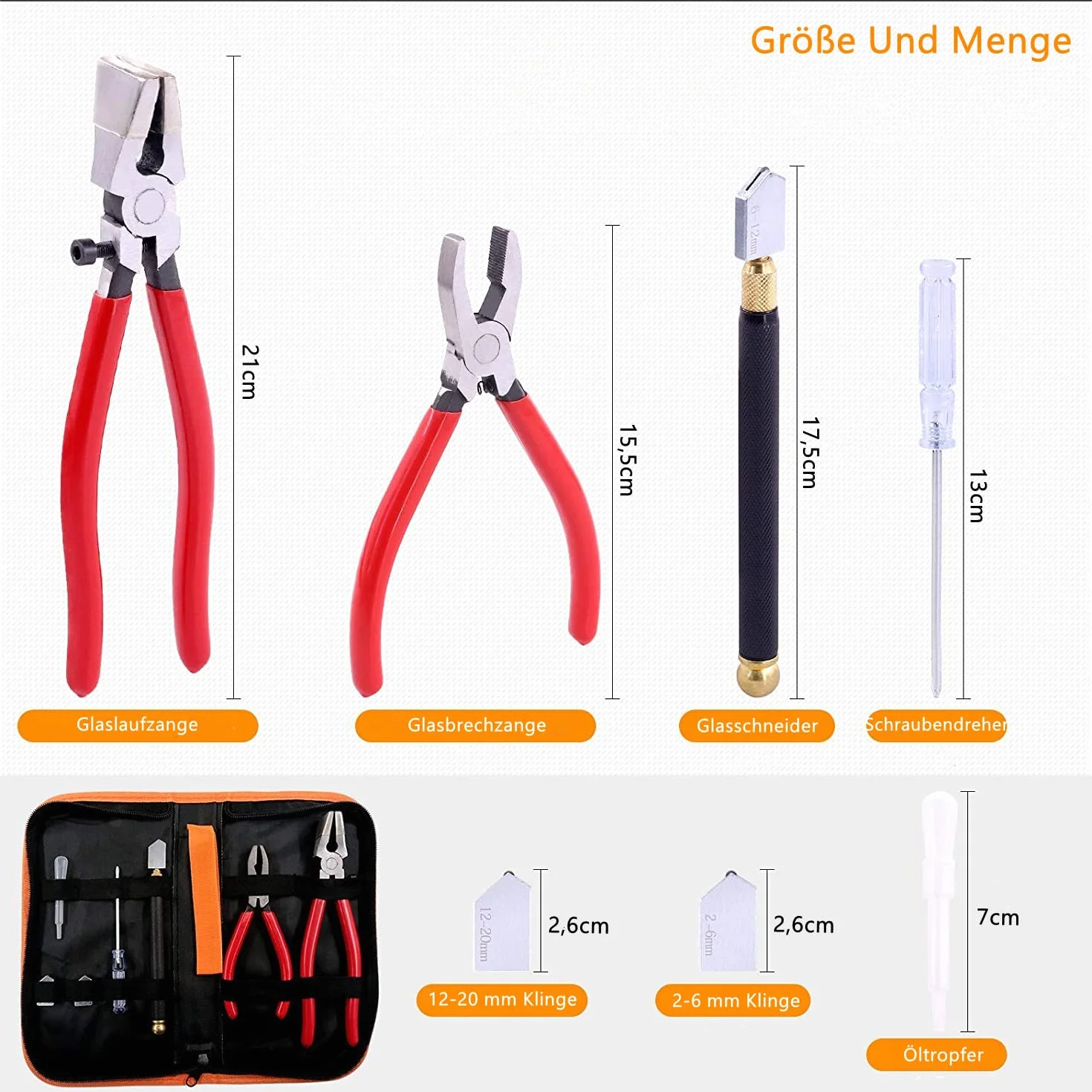 Kit de coupe-verre professionnel - Pince à briser et à joints - Pince à joints professionnelle avec coupe-verre, 2 têtes de coupe de rechange, sac en tissu - Convient pour verre épais, mosaïque,