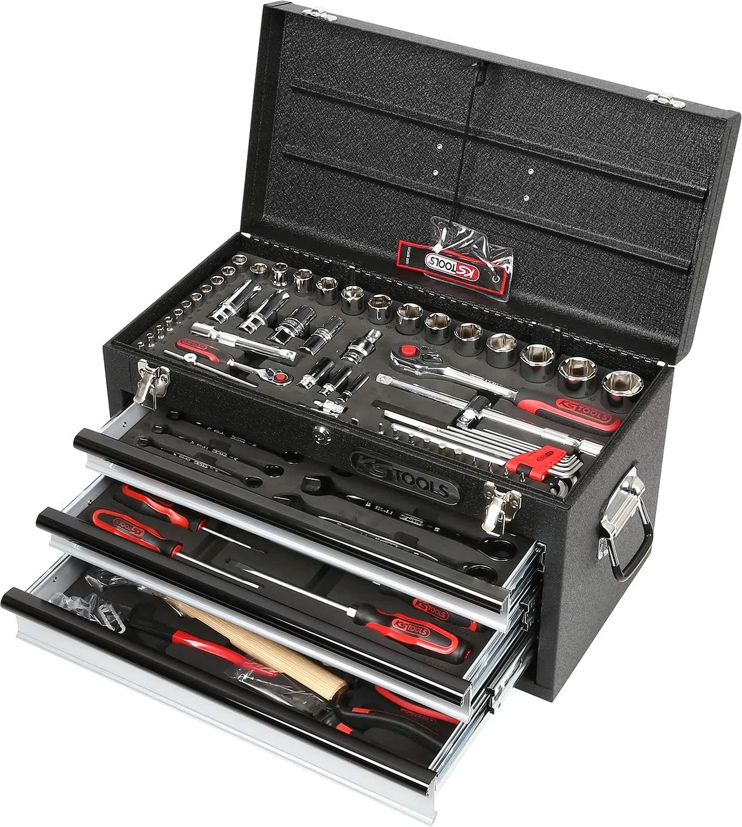 KS Tools 918.0100 Coffre à outils BLACKplus équipé - 3 tiroirs et plateau - 100 pcs