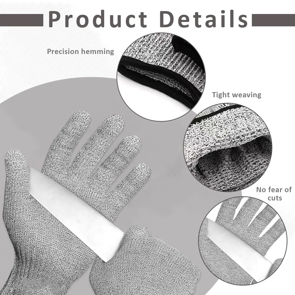 2 Paire Gants Anti Coupure,Confort Gants De Travail Extensibles,Gants De Travail,Pour Cuisine Huitre Viande Couper Et éplucher Sculpture Jardinage (M, Adultes)