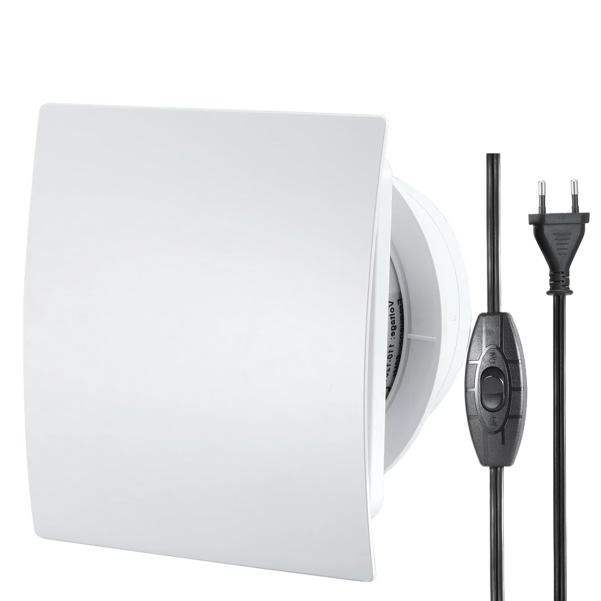 100mm VMC Extracteur d'Air avec Interrupteur, 1m UE Prise pour Salle de Bain, Cuisine, Bureau, WC, IP45 Étanche, 12W 220-240V