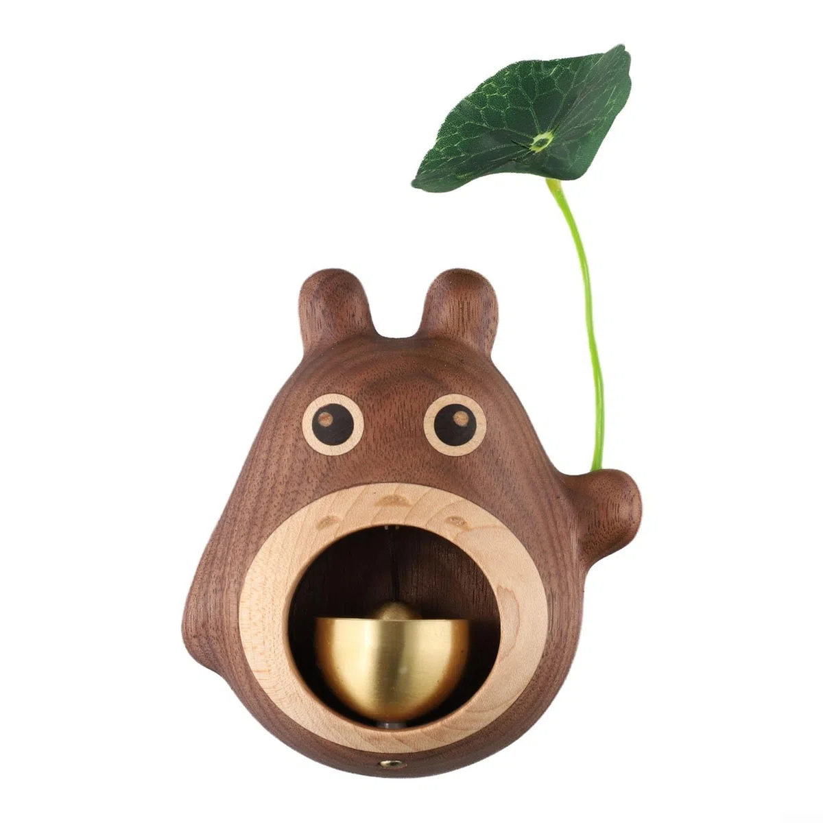 Sonnette noire en noyer, sonnette en forme de Totoro pour propriétaire de boutique, sonnette en bois de dessin animé pour la maison, épicerie, café