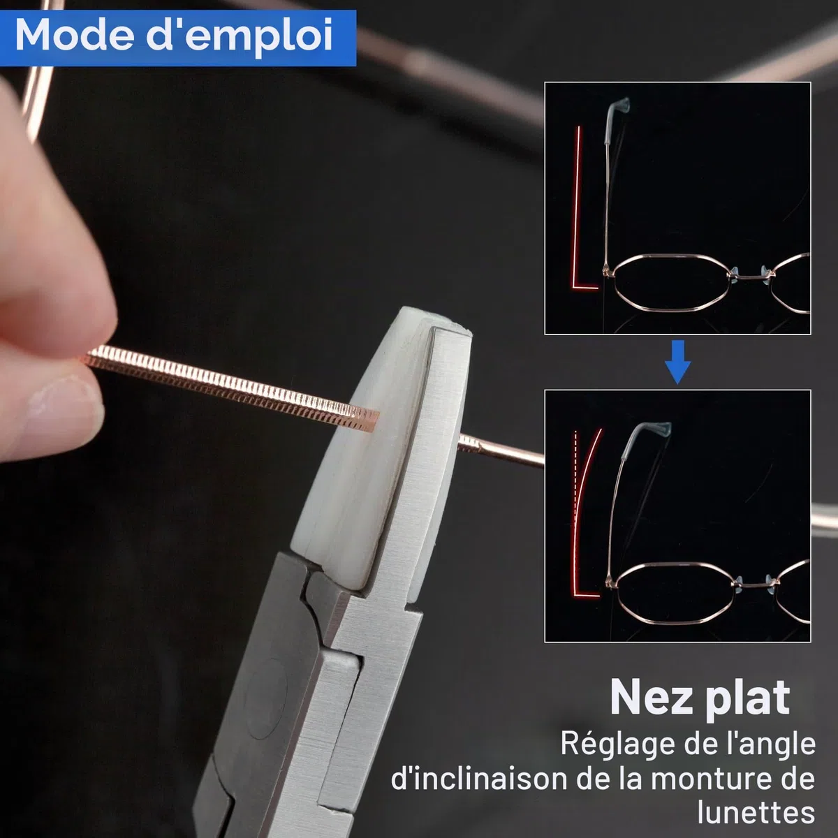 LEONTOOL Ensemble de pinces à mâchoire ronde et plate en nylon pour lunettes de vue - Outil de réparation de lunettes