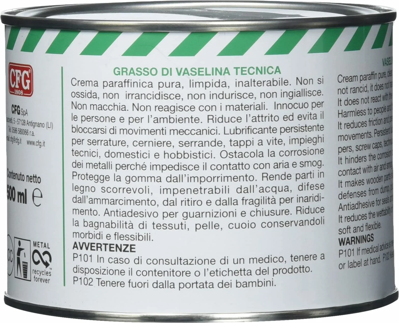 Graisse de vaseline technique de 500 ml.