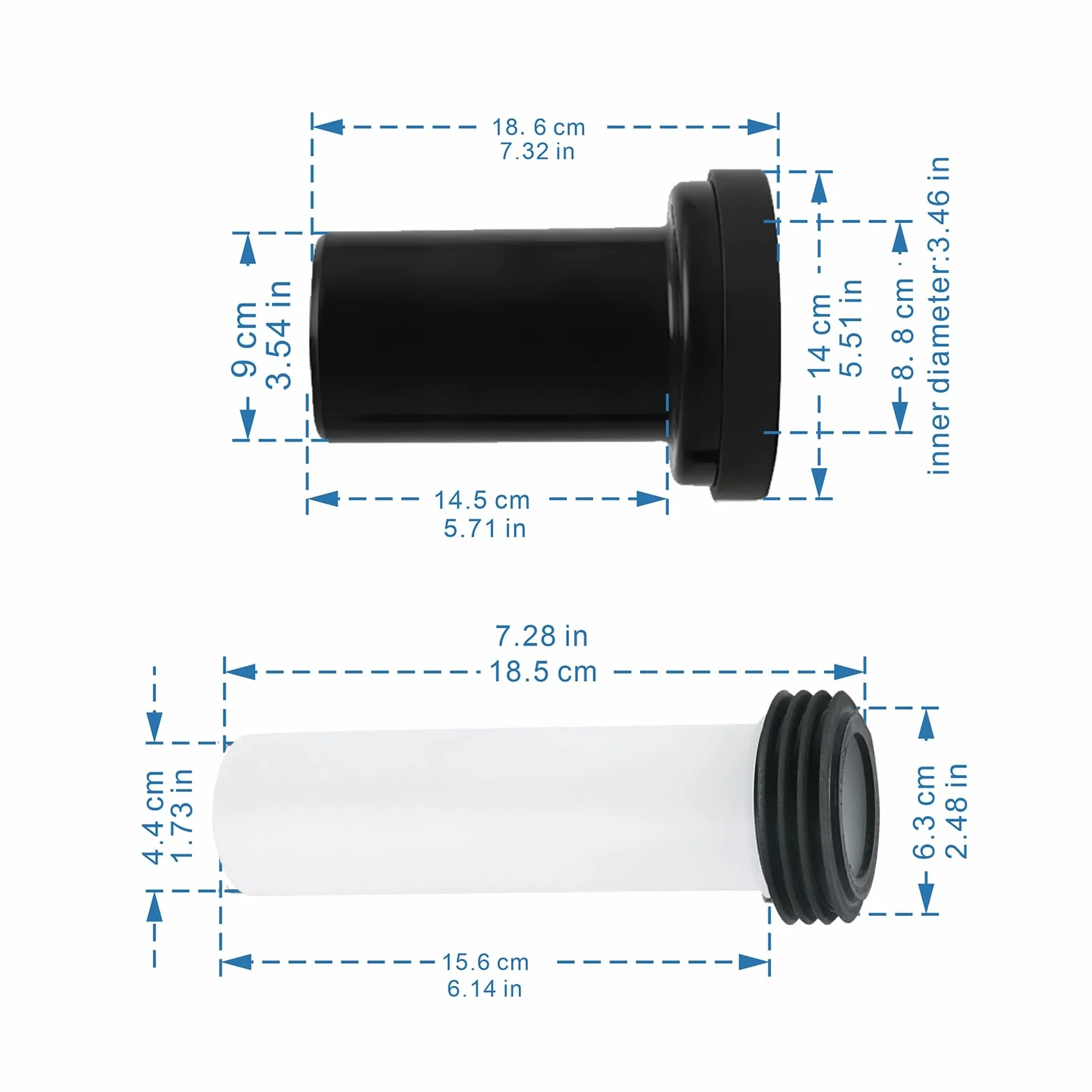 Kit de raccordement pour cuvette suspendue, compatible avec Geberit (152.426.46.1), comprenant un tuyau d'évacuation et un tuyau de remplissage, avec joints.