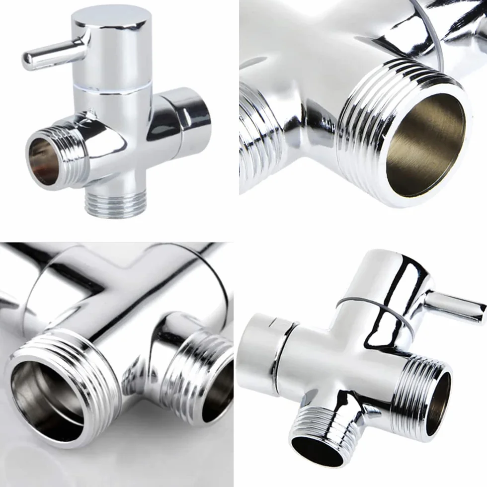 Vanne de dérivation de douche, adaptateur en T à 3 voies pour inverseur de bras de douche, entrée mâle G1/2 x sortie G1/2 et G3/4
