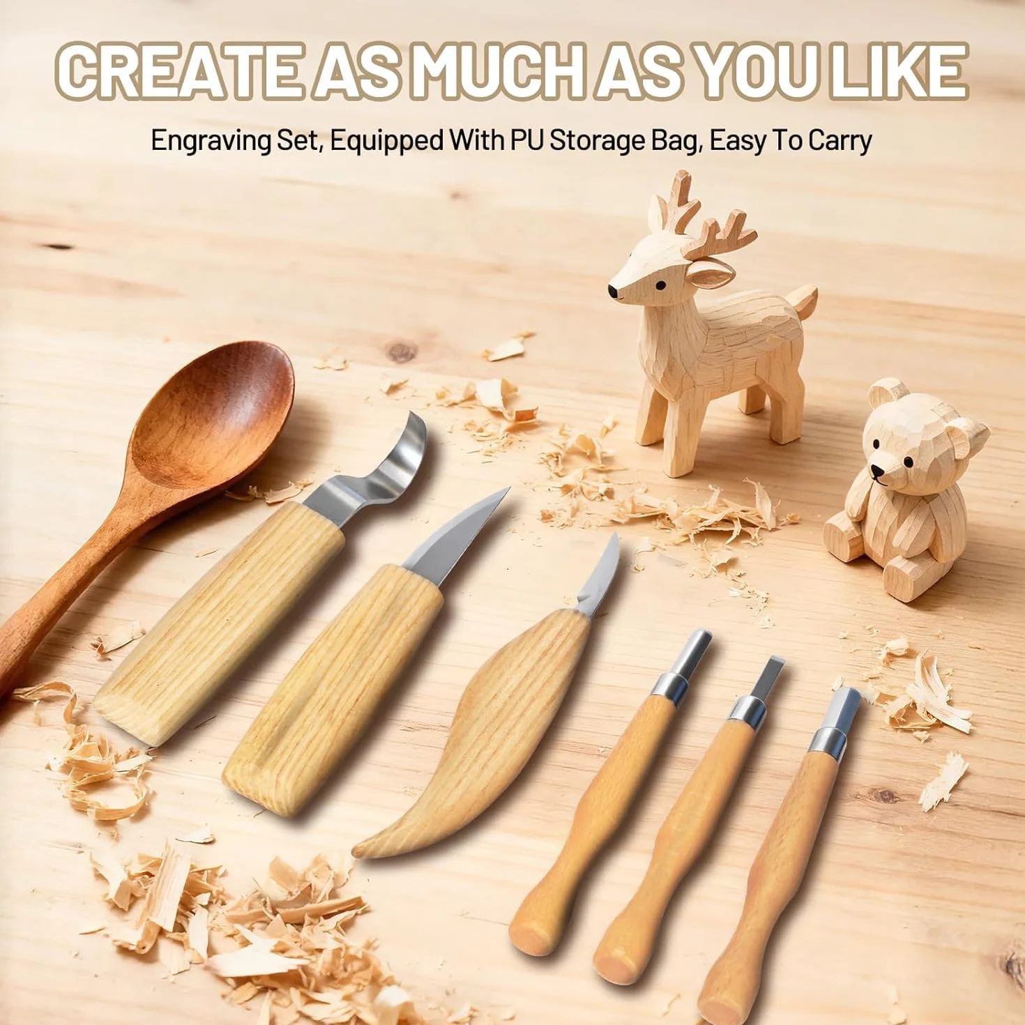 25PCS Set d'outils de sculpture sur bois,Ensemble d'outils de sculpture avec Gants Résistants aux Coupures, Manche et Pierre à Aiguiser, Pour les Débutants et les Professionnels