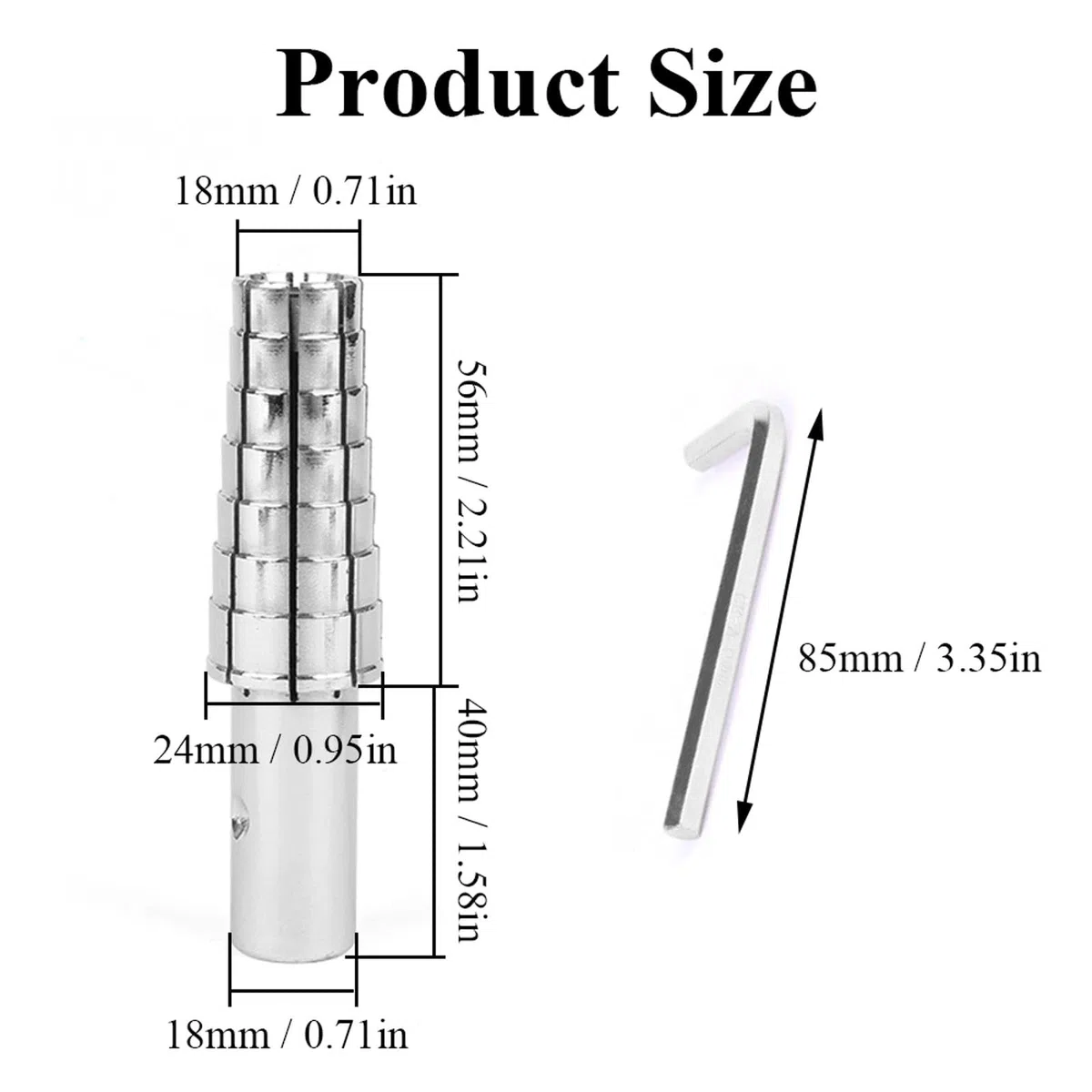 Baguier extensible, mandrin à vis, clé hexagonale, outil de bijoux en acier inoxydable, pour le tournage et la fabrication de bagues