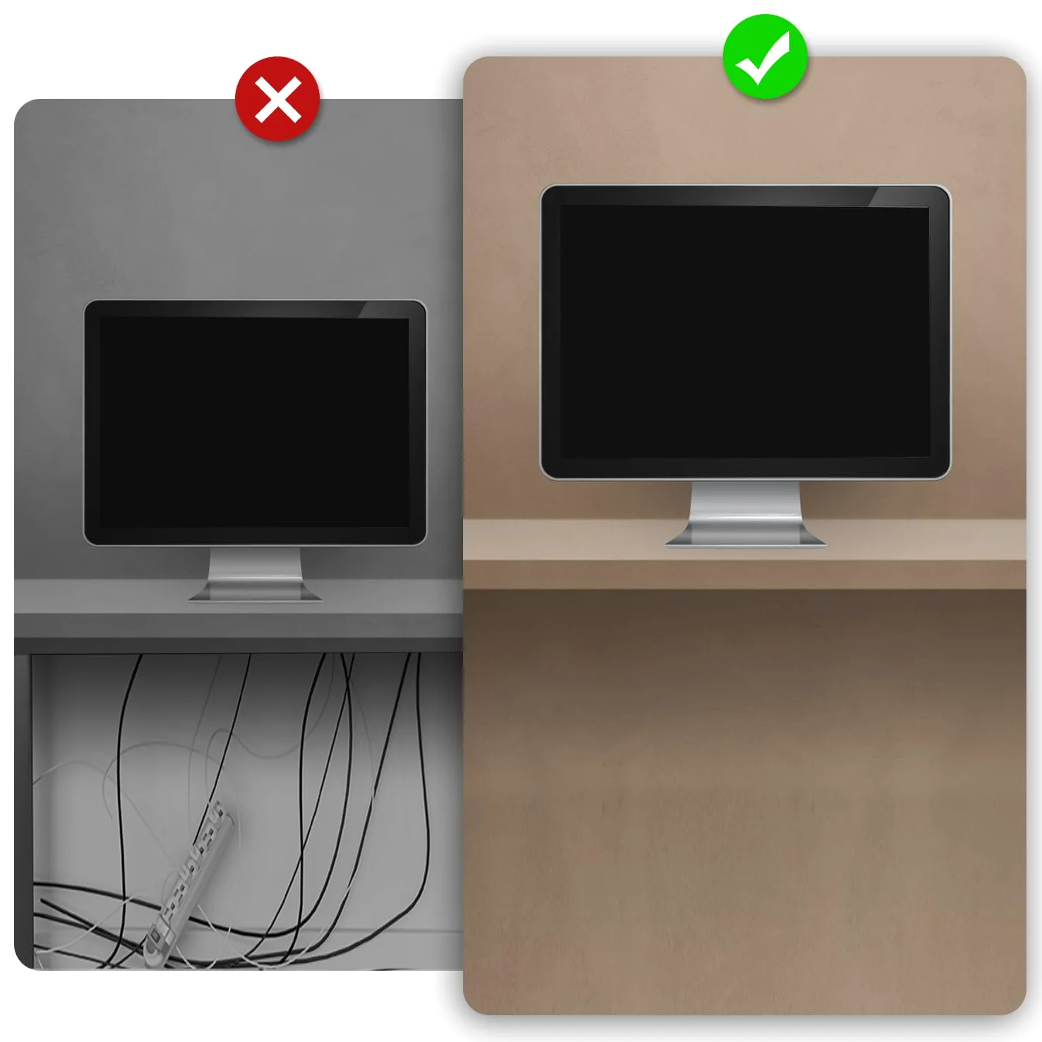 shinfly Gestion des Câbles de Bureau, 4 x 15,7 Pouces de Gestion des Câbles sous Le Bureau, Rainure de Goulotte de Câbles Noire en Forme de J pour Bureau d'Ordinateur, Télévision