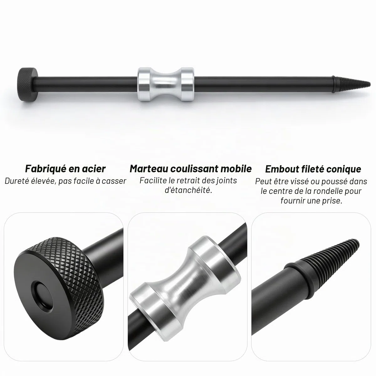 Extracteur d'injecteur, outil de joint d'injecteur noir, extracteur d'outil d'injecteur, extracteur de joint d'étanchéité d'injecteur universel pour voiture, extracteur de joint d'injecteur à
