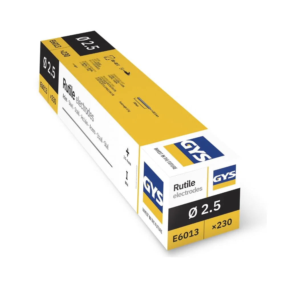 GYS - ELECTRODES Rutiles Acier Ø 2, 5 E6013 - ETUI de 230 - CONSOMMABLE Soudure MMA - toutes positions - A L'electrode - Amorcage Des 40V