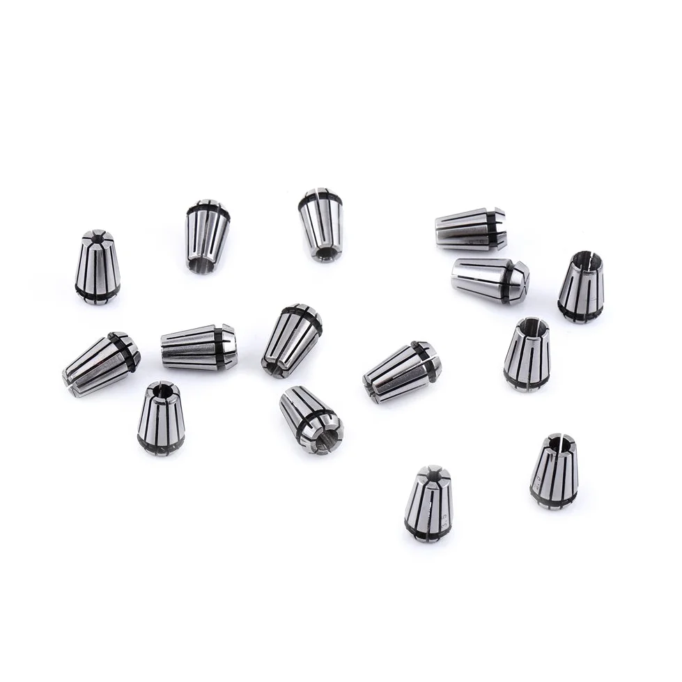 15 Pièces ER11 Jeu de Pinces à Ressort, Broche CNC de Haute Précision ER-11 Pince de Gravure 1/8et 1/4 pour Machine de Gravure CNC et Outils de Tour de Fraisage