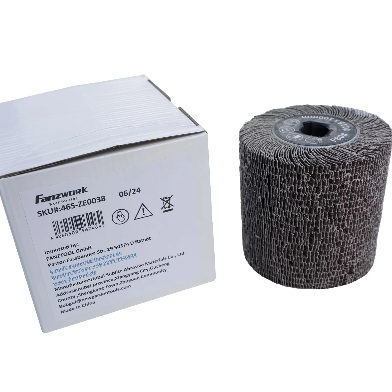 FANZWORK Brosse Lamelles Papier de Verre Grain 80 – 115x100 mm – Compatible avec Machine à Satiner et Rénovateurs Extérieurs