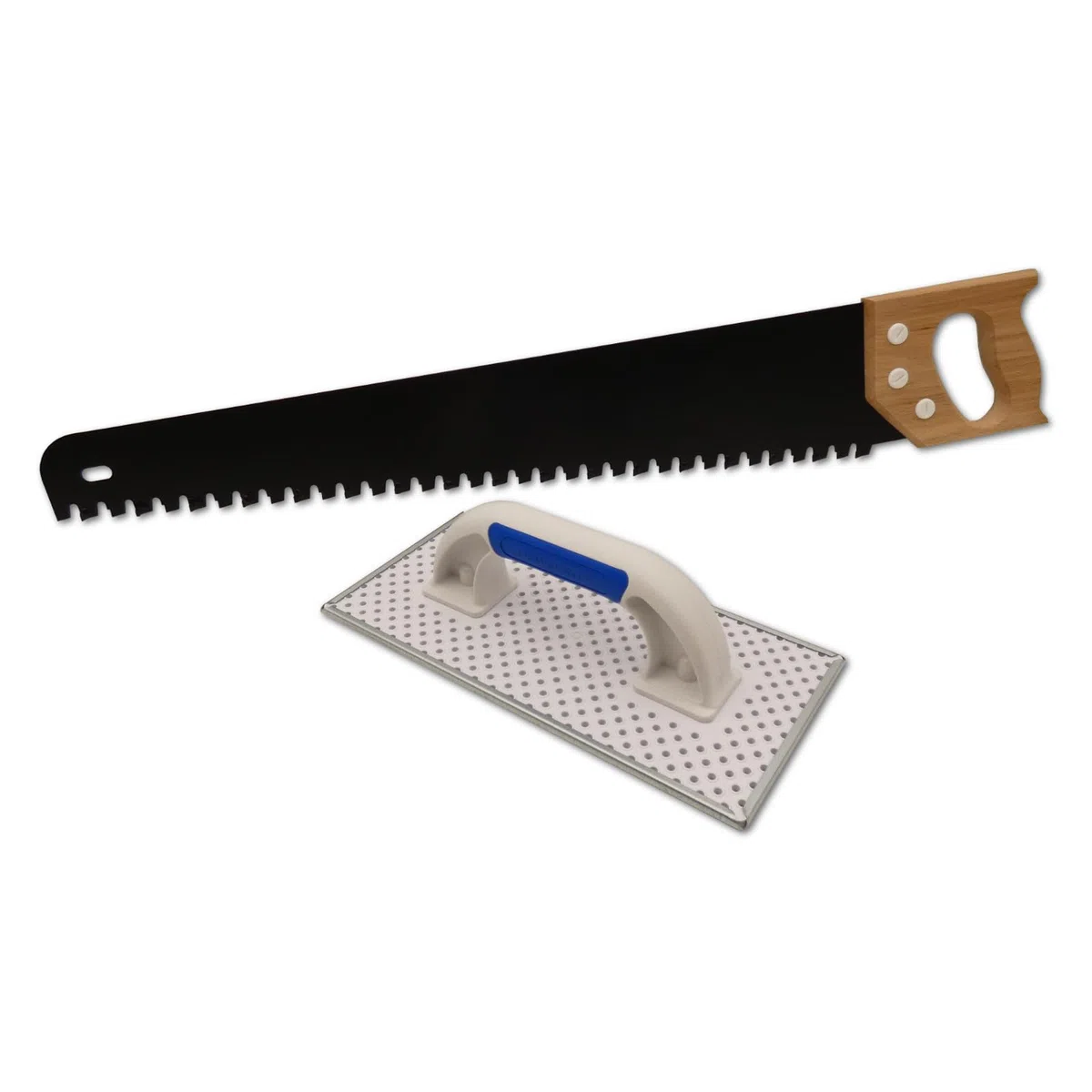DEWEPRO Kit de traitement du béton cellulaire composé d'une planche à poncer WDVS et d'une scie à béton cellulaire avec 33 dents, dont 17 en métal dur
