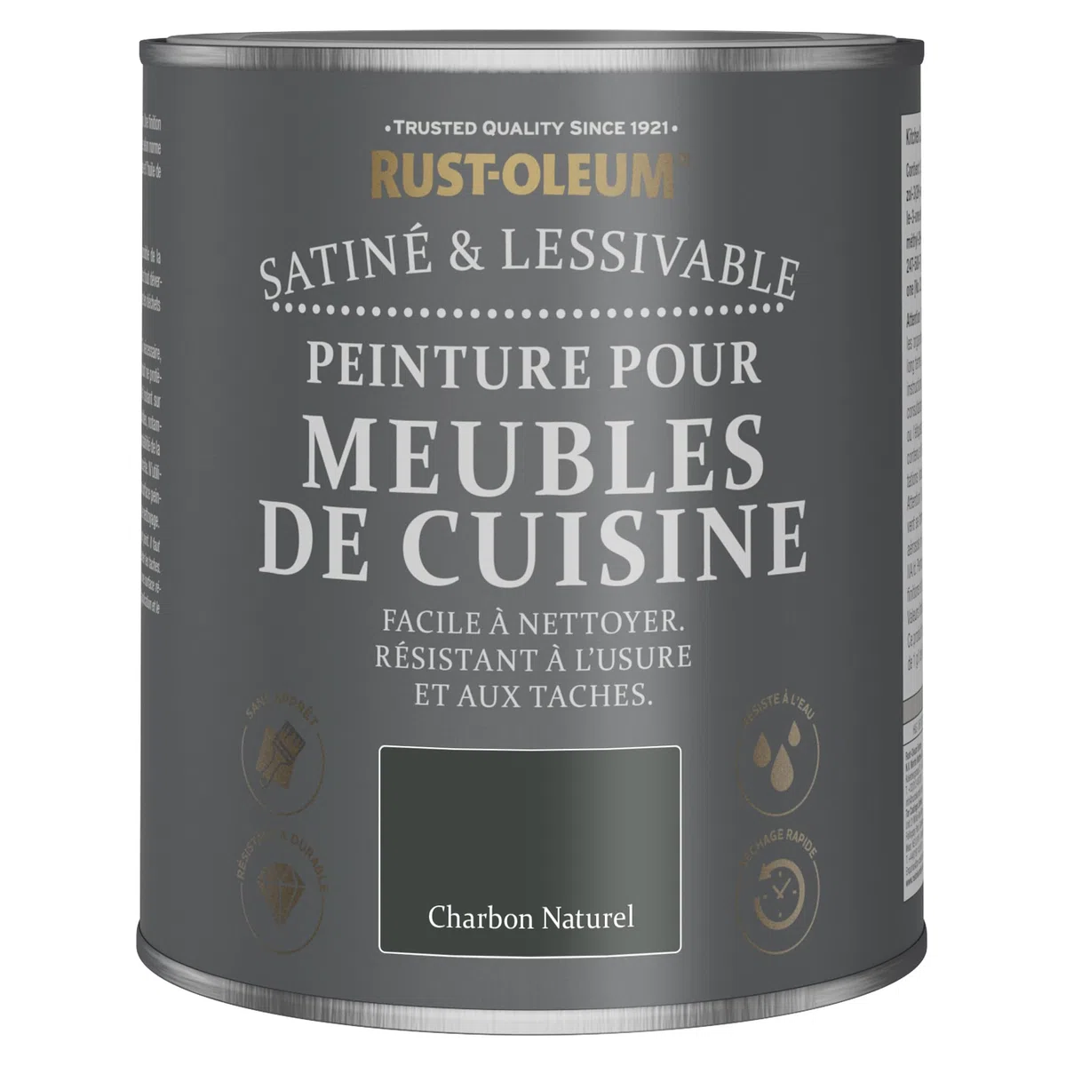 Rust-Oleum Peinture Noire pour Meubles de Cuisine, Finition Satinée - Charbon Naturel 750ml