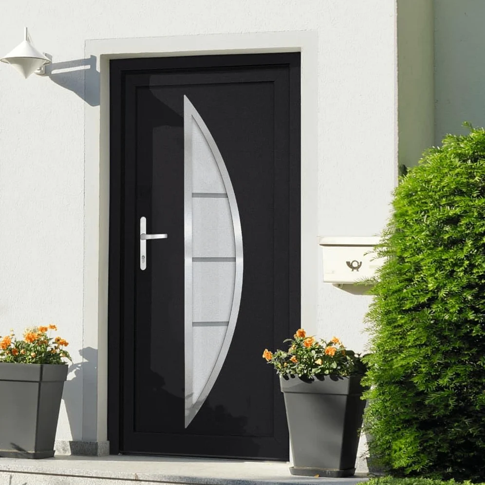 Porte d entrée anthracite 108x208 cm PVC
