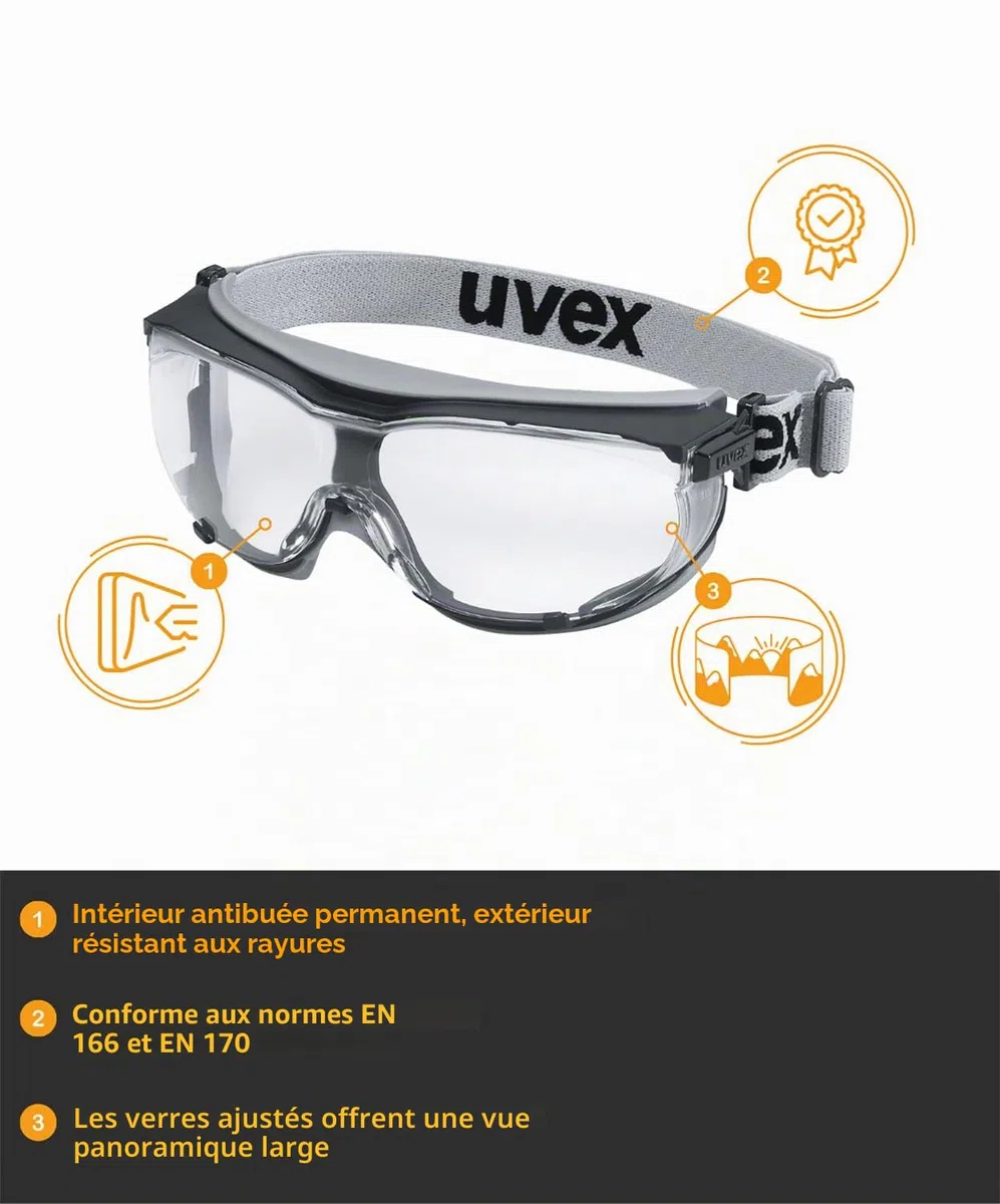 Uvex 9307375 verres de sécurité, Carbon Vision, SV Extreme transparent, gris/noir
