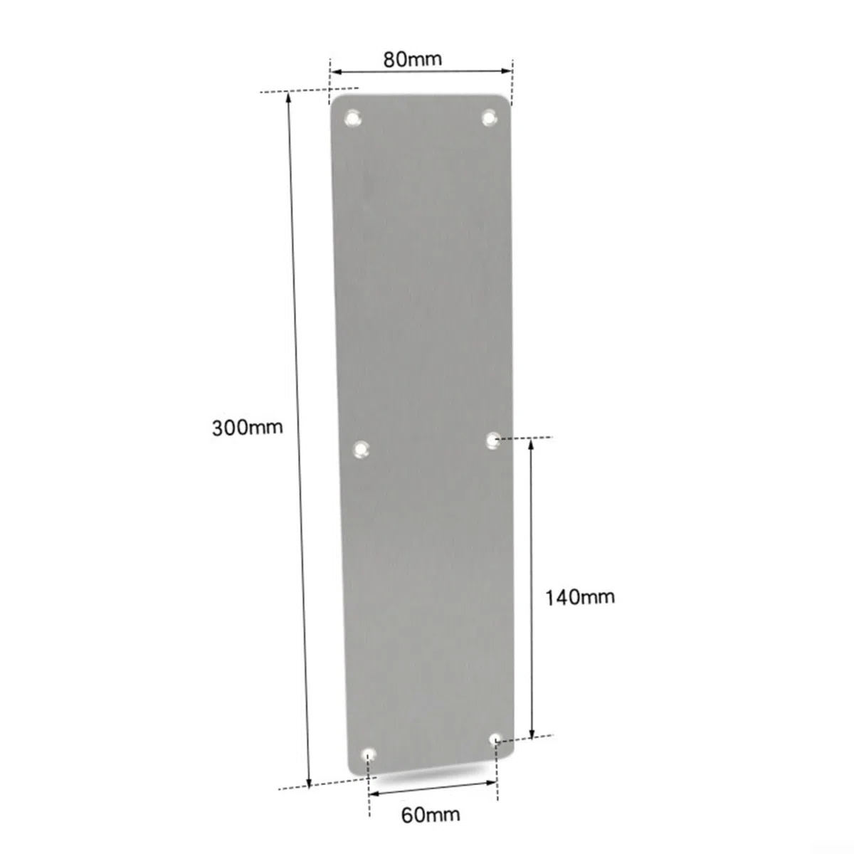 Plaque Hle en acier inoxydable robuste - 300 x 80 mm - Pour porte coulissante en bois - Argenté (sans poignée)