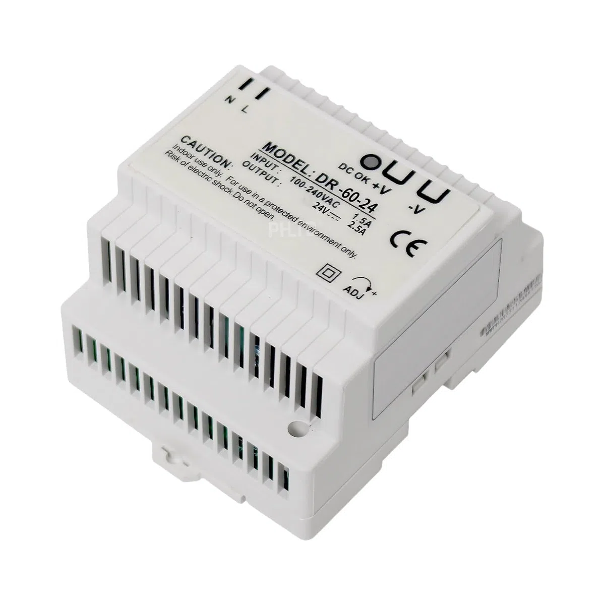 Transformateur pour rail DIN Sortie 24V/2.5A pour Visiophone connecté 2 fils, Bloc d'Alimentation Entrée 100-240 V AC 50/60 Hz pour Interphone Vidéo