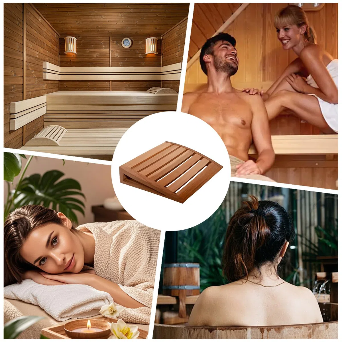 Coussin de nuque pour sauna, antidérapant, respirant, multifonction, en bois, pour sauna, appuie-tête et dossier – pour femmes, hommes, adultes, maison, spa, chambre, repos, relaxation