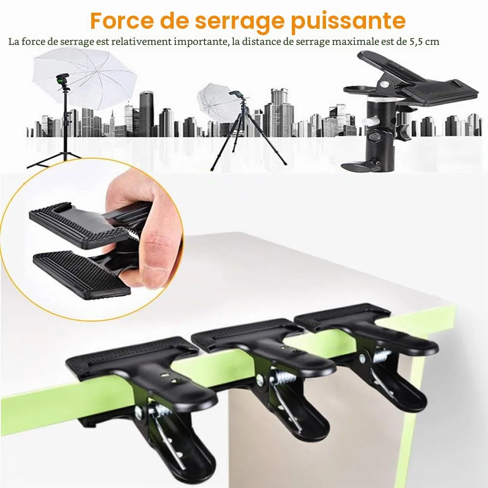 8 PCS Pince à Ressort en Métal Pinces Studio Photo Pince Fond Studio Photo Heavy Duty Pinces à Ressort 10.5 * 7.8 * 6.5cm pour Photo Fond Studio de Photographie Travaux du Bois - Noir