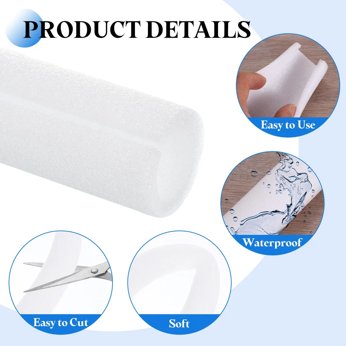 QUARKZMAN 2 Pcs Tube Isolation En Mousse Pour Tuyau 1.58 Pouce 3.3 Pieds, Covers Pour Tuyau Creux Pour Protection Hivernale Extérieure Tuyau D'Eau Chaude/Froide, Blanc OD 1.97"