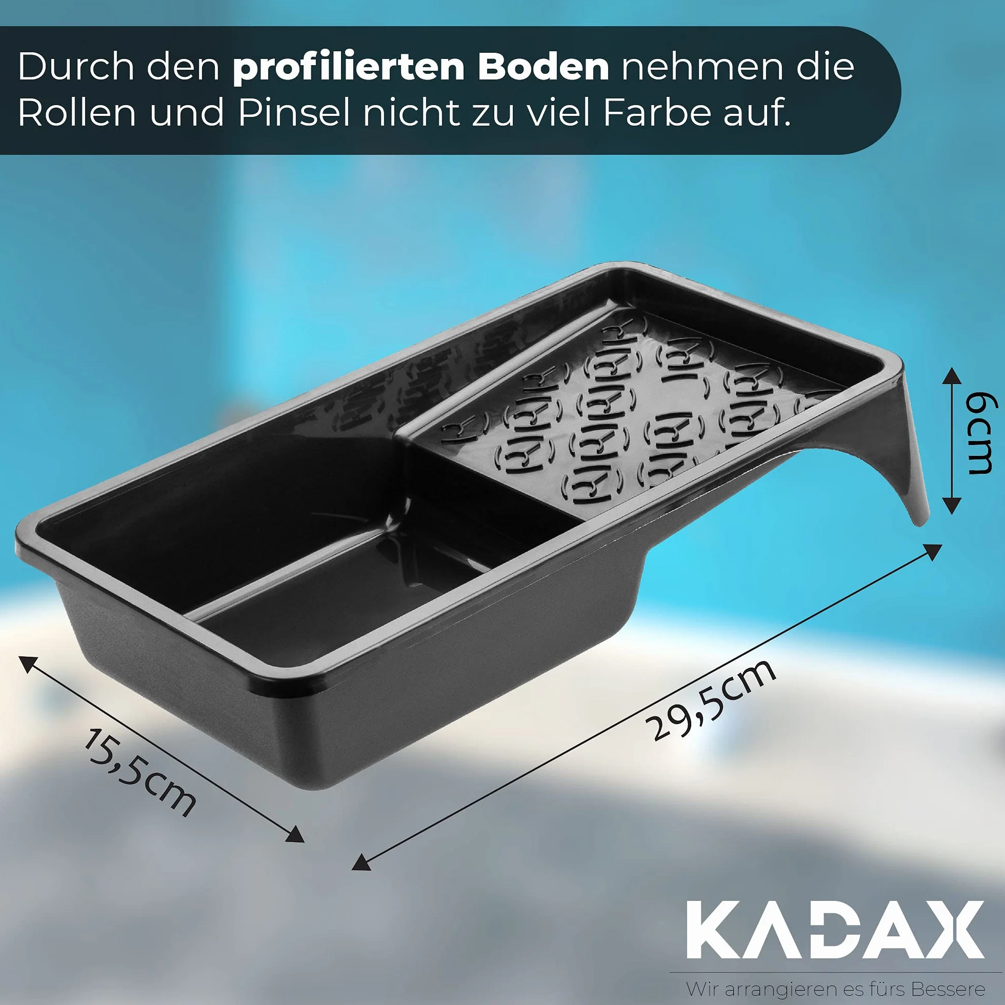 KADAX Bac ŕ Peinture en Plastique - Bac ŕ Peinture pour Peinture Murale - Bac ŕ Peinture avec Petite poignée - Accessoires de Peinture - Bac ŕ Peinture - (12) - Noir