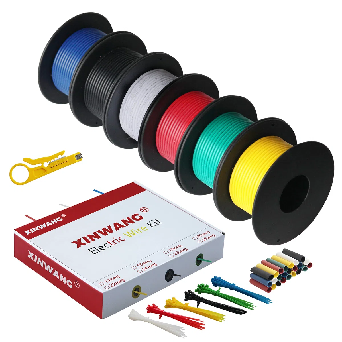 Fil électrique en Silicone-1,3mm² 16AWG 6 coloris kit (4 mètres chacun) Fil de cuivre étamé toronné Pour le bricolage, les appareils ménagers.