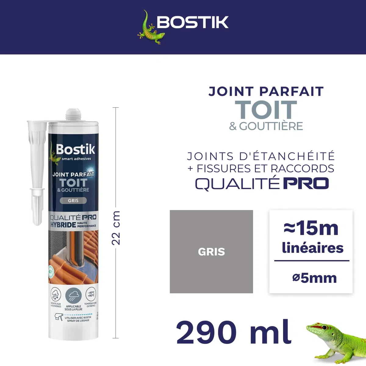 SIKA Multiseal Terre Cuite, Bande d'étanchéité autocollante résistante à la déchirure & Bostik Mastic d’Étanchéité Joint Parfait Toit et Gouttière – Tous Matériaux – Extérieur