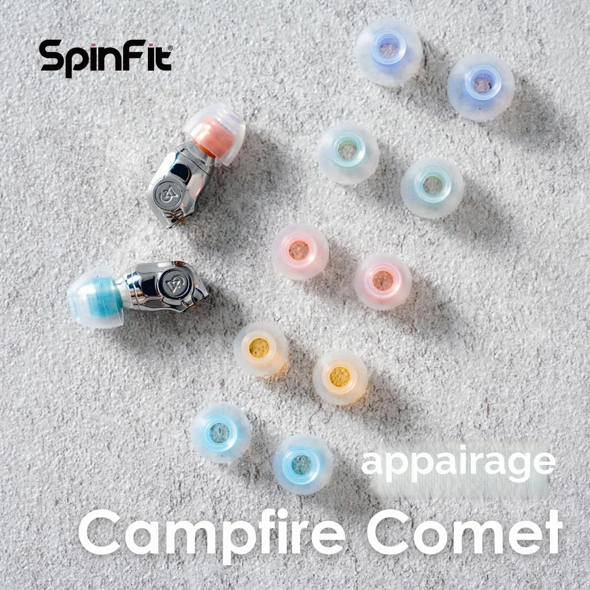 SpinFit W1 for IEM - L - Embouts d'oreille brevetés en Silicone de qualité médicale, Double Noyau en Forme de W, Plus de stabilité