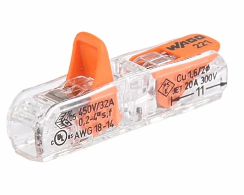 Wago - 221-2411 - Connecteur de passage, avec levier, pour tous les types de conducteurs, maximum 4 mm² (30 pièces)