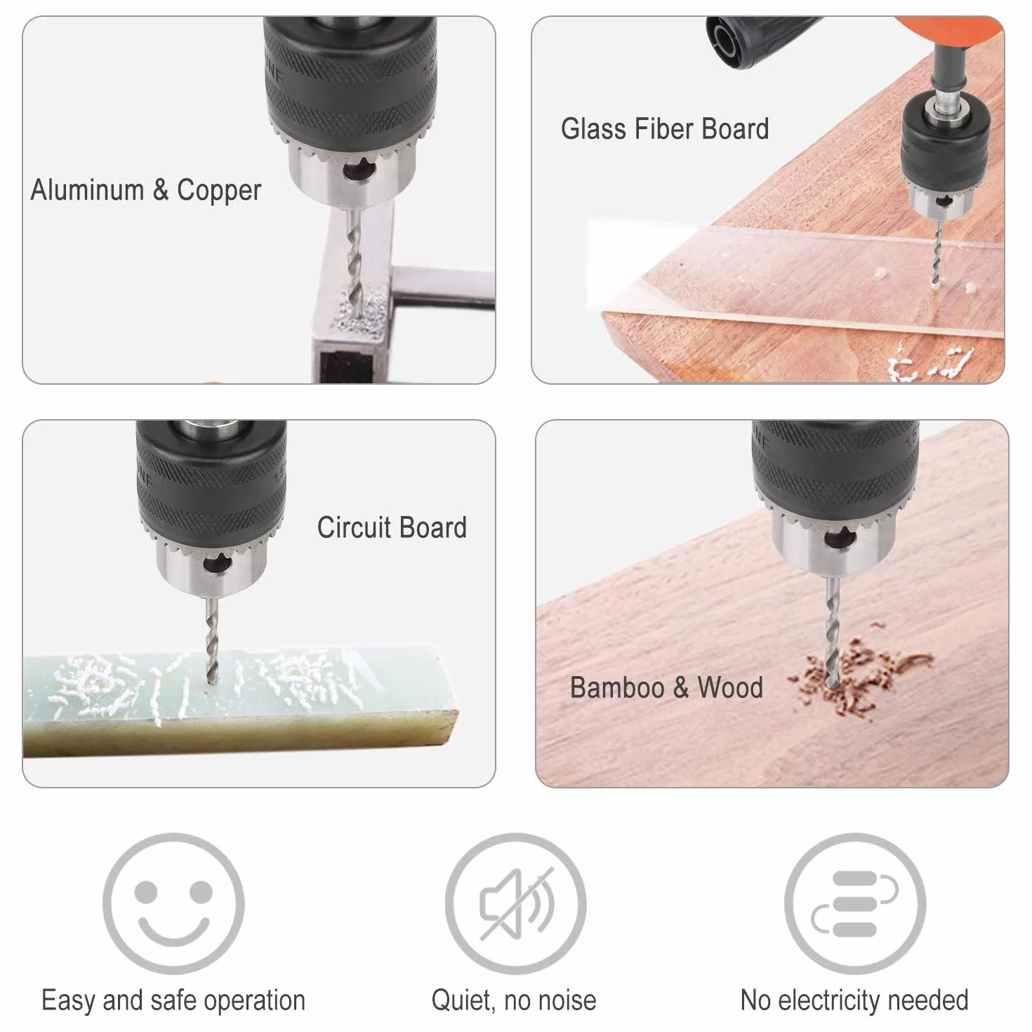 Housolution Perceuse à Main, Perceuse Manuelle à Double Pignons en Acier Moulé de 3/8 Pouces (1.5-10mm) pour Perceuse Manuelle en Plastique et en Bois, Orange