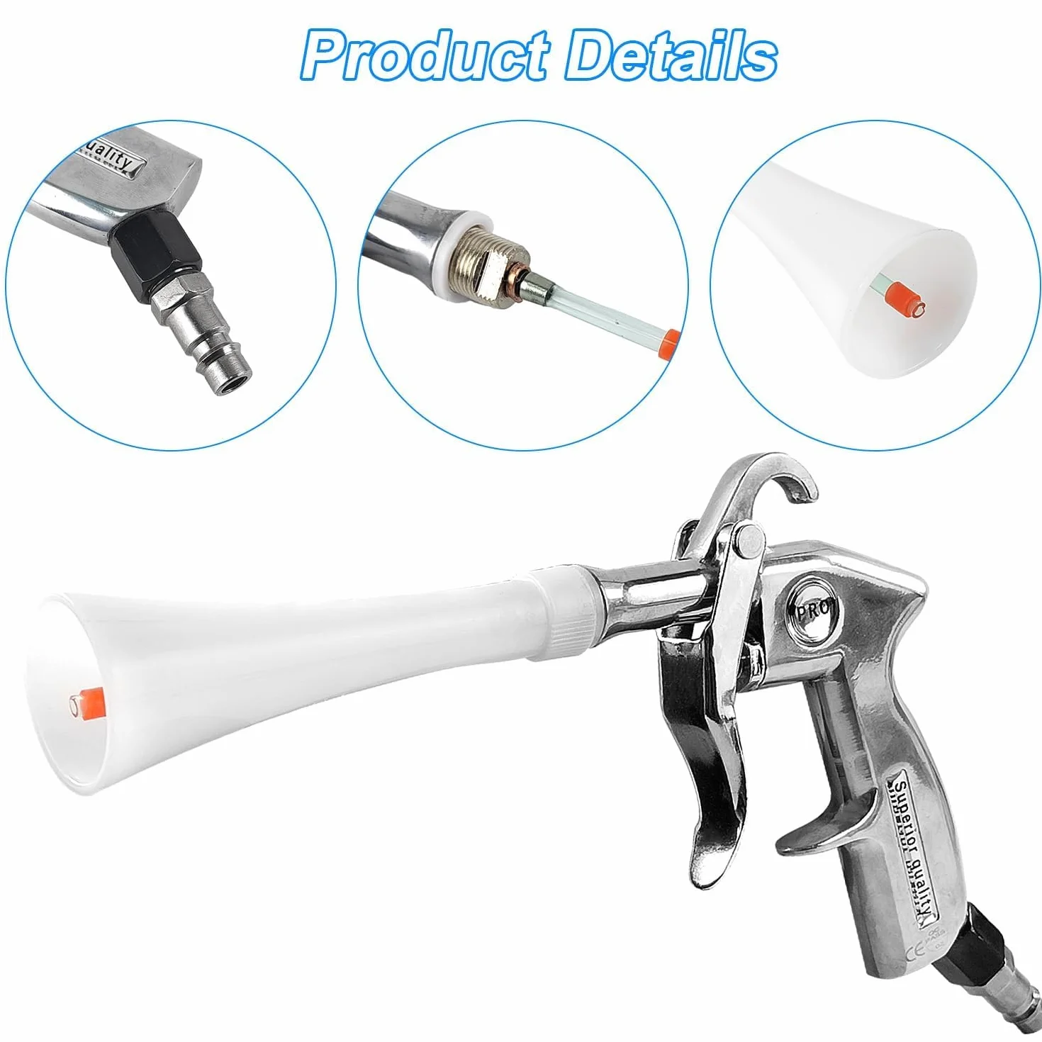 Pistolet de Nettoyage à Air Comprimé, 6-9,2 Bar Pistolet Air Comprimé, Haute Pression Soufflette Air Comprimé avec 5 Tubes, pour Nettoyer les Voitures, Les Sols et Les Plafonds