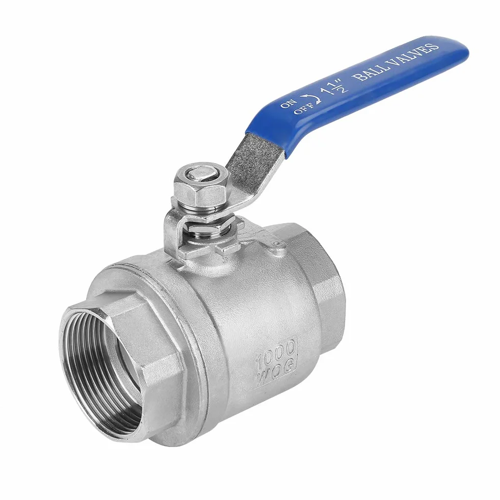 Robinet à boisseau sphérique à filetage femelle, deux pièces, en acier inoxydable 304, DN40, 1 1/2 po, 1 000 WOG