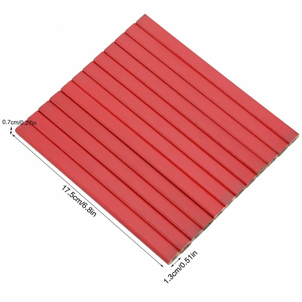 GOTOTOP Lot de 72 Crayons de Charpentier Octogonaux en Bois, Crayon de Chantier Crayon Menuisier Outil de Charpentier 175 mm, Mine Noire