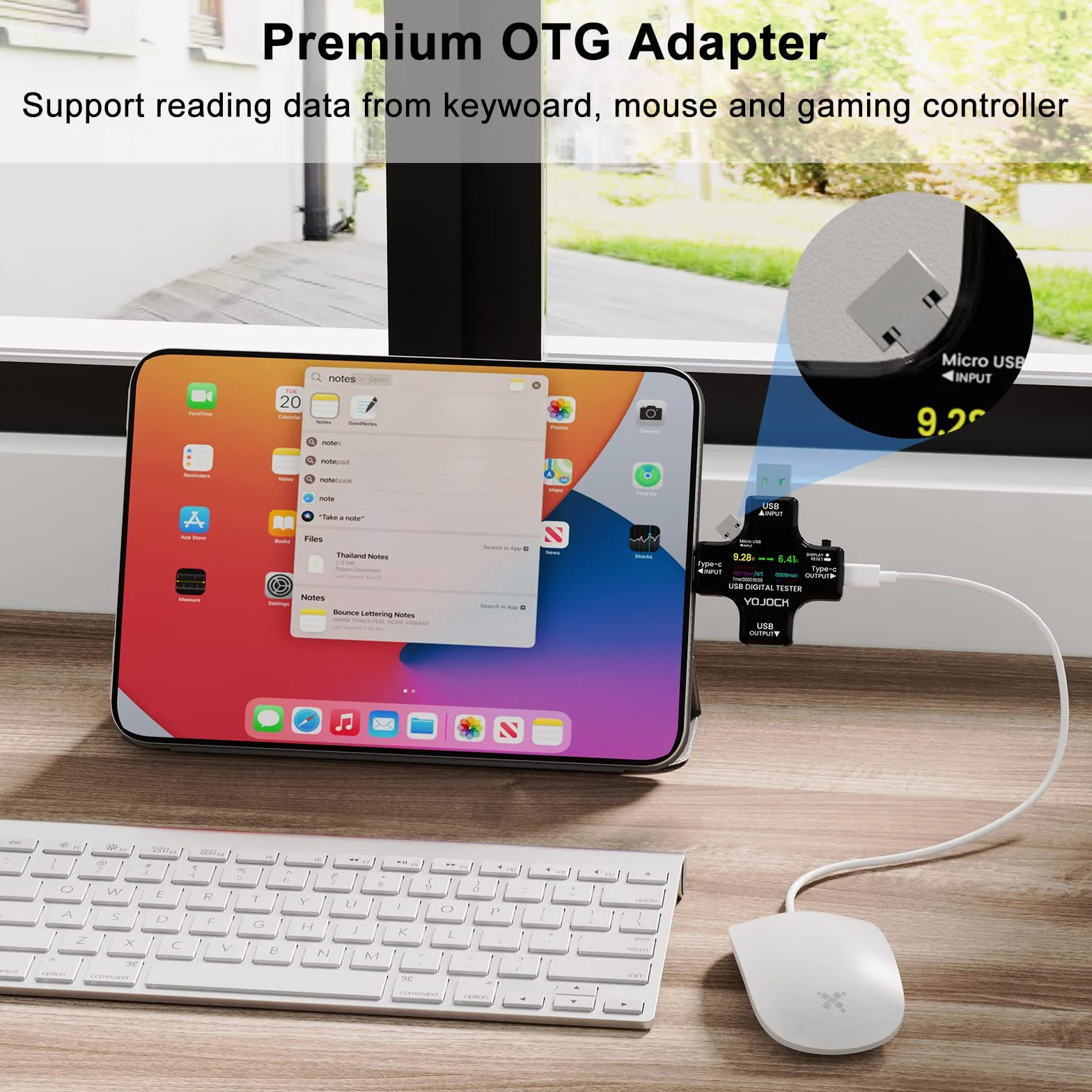 YOJOCK Testeur USB Multimètre USB C Meter de Courant et de Tension 3.6-32V 0-5.1A Tester 2 en 1 Voltmetre Amperemetre Capacité Alimentation Wattmètre Chargeur Détecteur avec adaptateur OTG